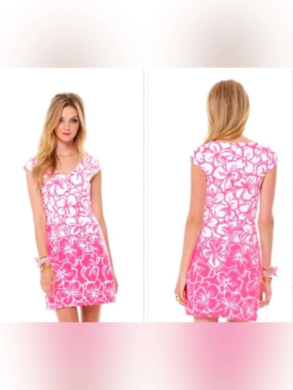 🐠 Lilly Pulitzer Pink & White Floral Mini Shift Dress